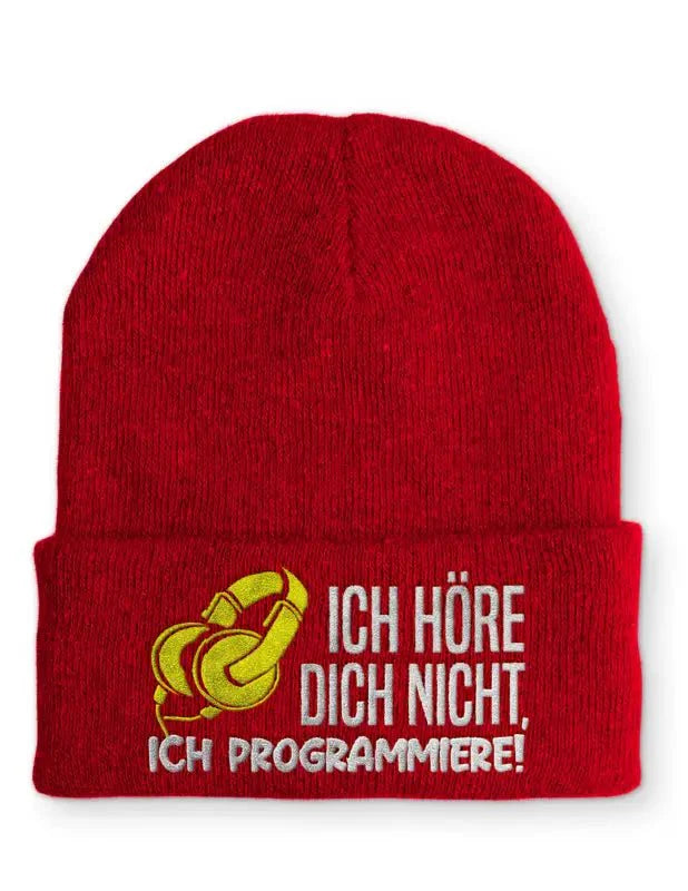 Ich höre dich nicht, ich Programmiere! Statement Beanie Mütze mit Spruch - tshirtladen - Mütze
