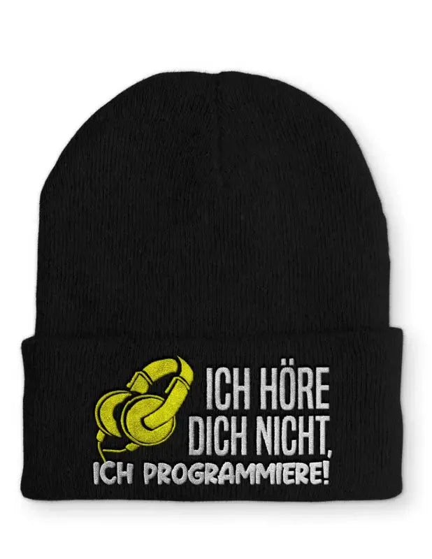 Ich höre dich nicht, ich Programmiere! Statement Beanie Mütze mit Spruch - tshirtladen - Mütze