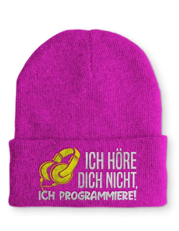 Ich höre dich nicht, ich Programmiere! Statement Beanie Mütze mit Spruch - tshirtladen - Mütze