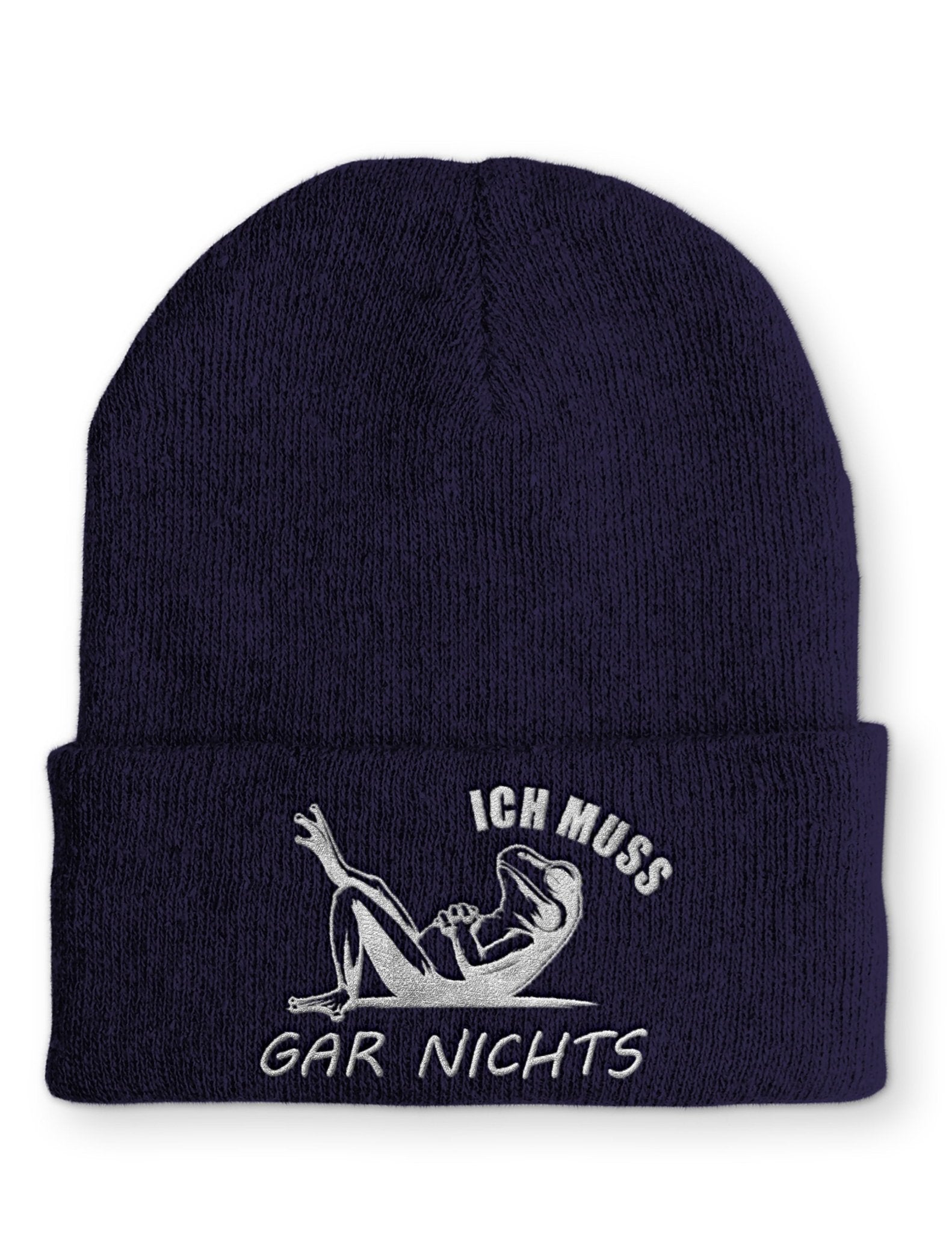 Ich muss gar nichts Statement Beanie Mütze mit Spruch - tshirtladen - Mütze