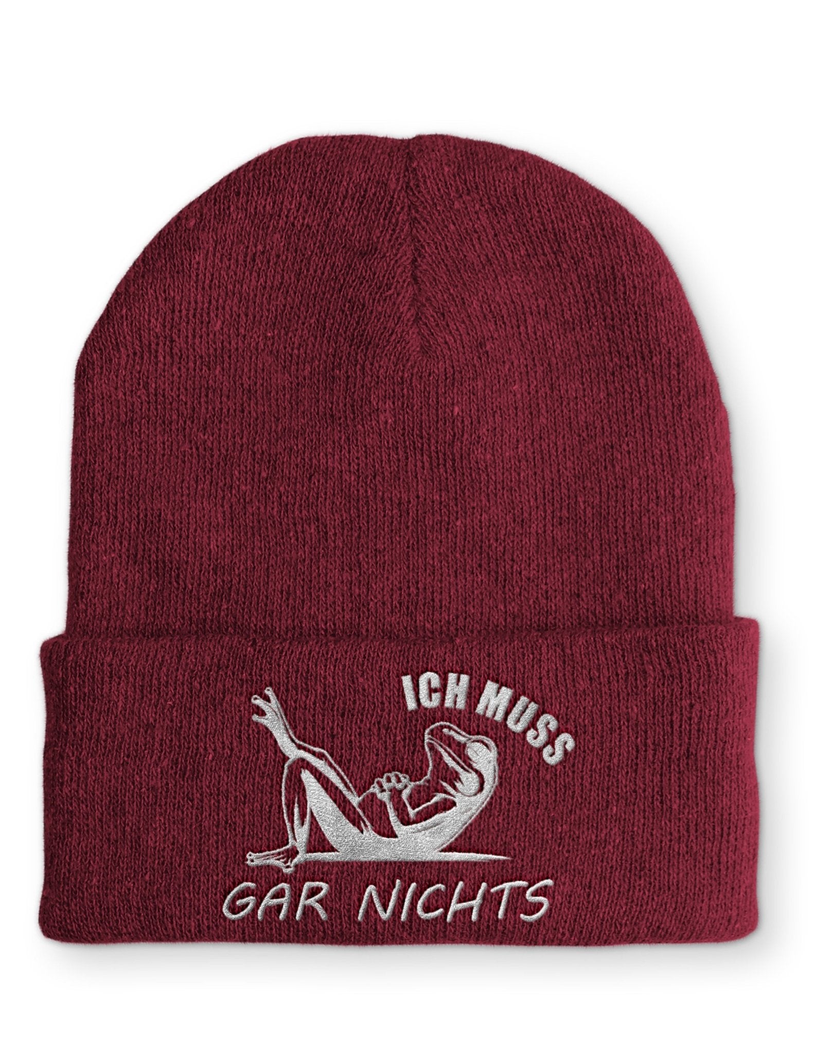 Ich muss gar nichts Statement Beanie Mütze mit Spruch - tshirtladen - Mütze