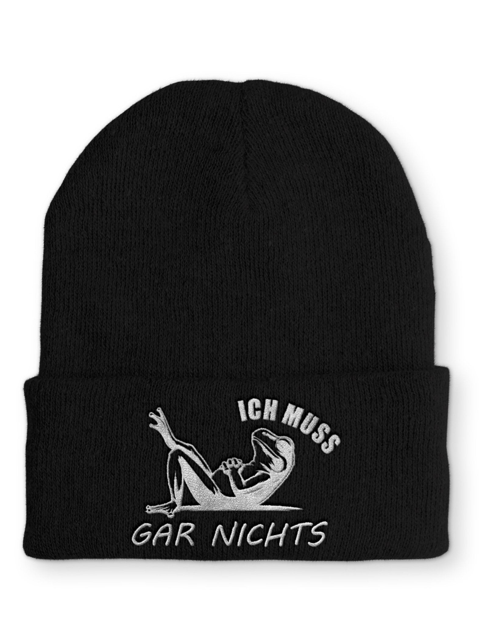 Ich muss gar nichts Statement Beanie Mütze mit Spruch - tshirtladen - Mütze