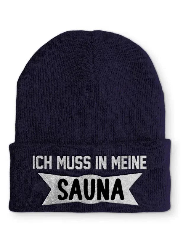 Ich muss in meine Sauna Statement Beanie Mütze mit Spruch - tshirtladen - Mütze