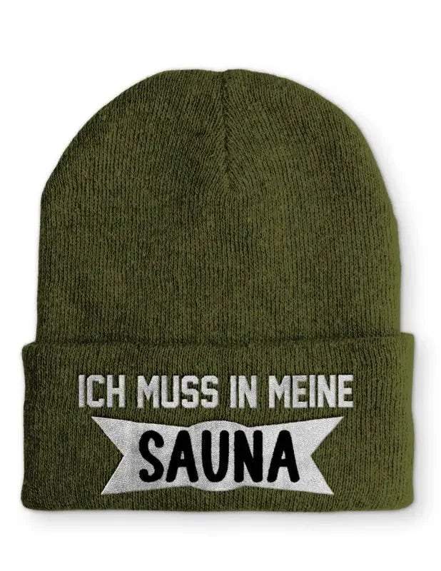 Ich muss in meine Sauna Statement Beanie Mütze mit Spruch - tshirtladen - Mütze