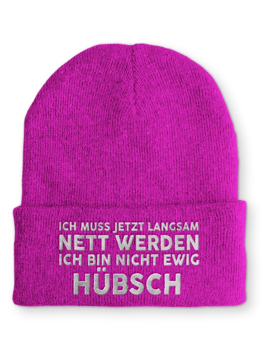 Ich muss jetzt langsam Nett werden Ich bin nicht ewig hübsch Statement Beanie Mütze mit Spruch - Schwarzer - Kaffee