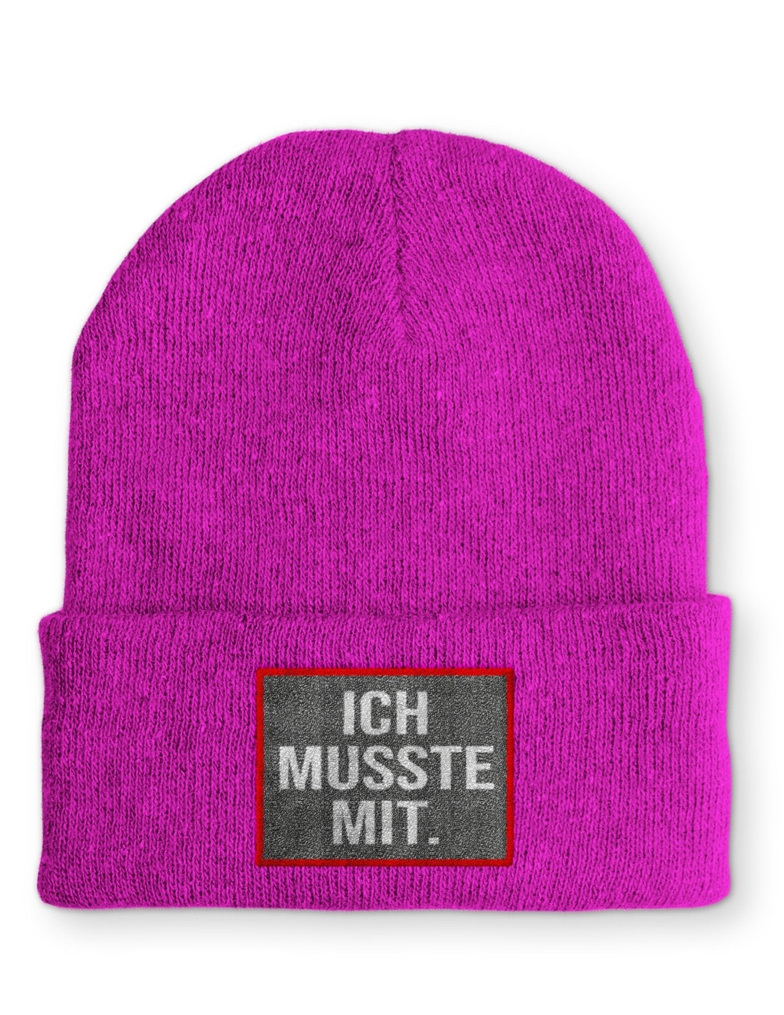 Ich musste mit. Beanie Mütze mit Spruch - tshirtladen - Mütze