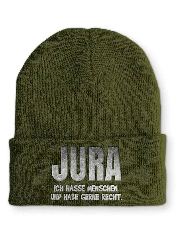 Jura Ich hasse Menschen und habe gerne Recht. Statement Beanie Mütze mit Spruch - tshirtladen - Mütze