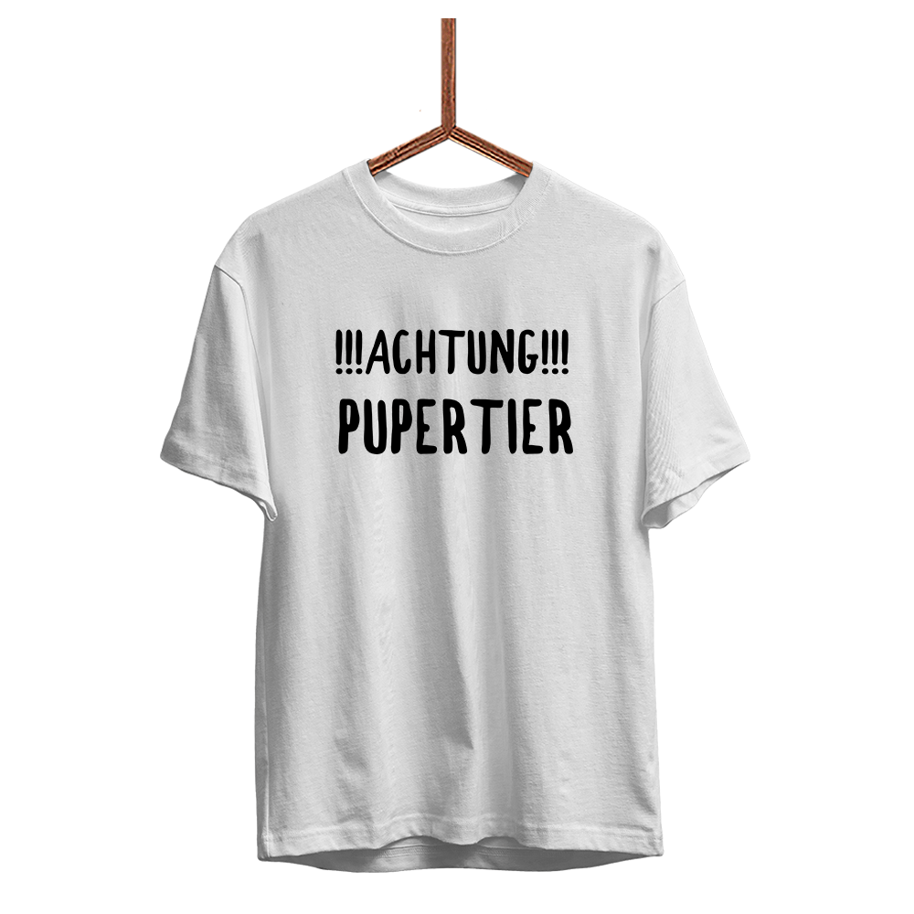 Kinder T-Shirt Achtung Pupertier - Schwarzer - Kaffee