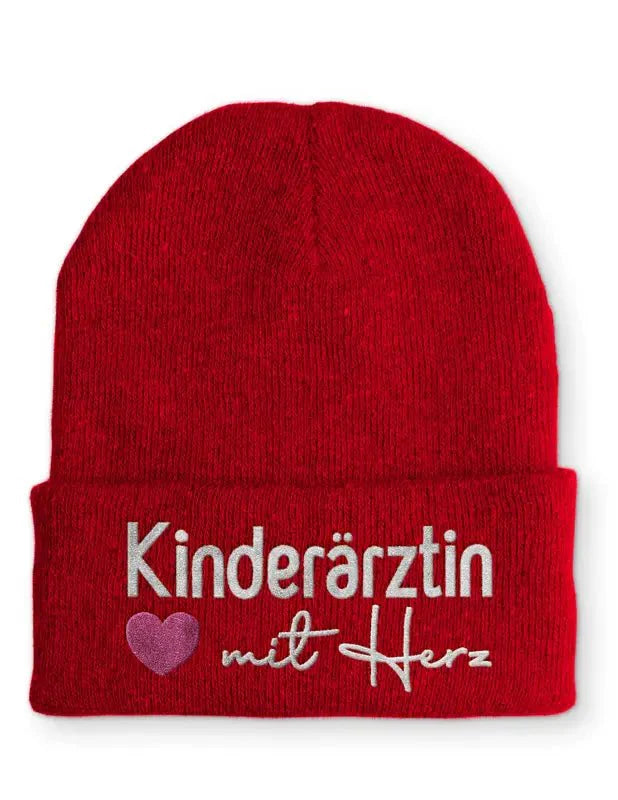 Kinderärztin mit Herz Statement Beanie Mütze mit Spruch - tshirtladen - Mütze