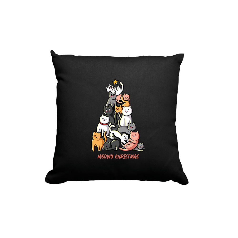 Kissen Meowy Christmas - Schwarzer - Kaffee