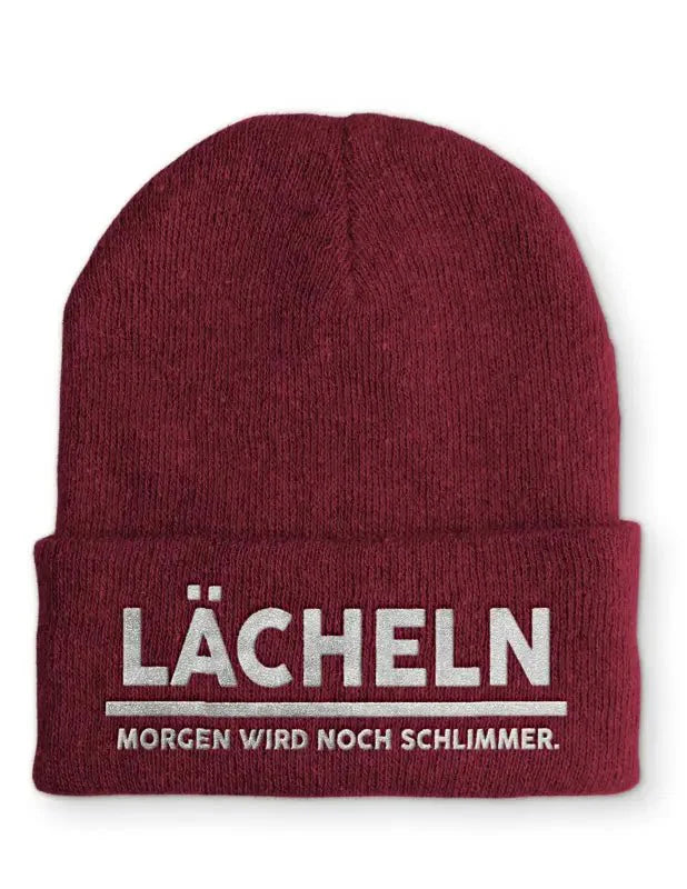 Lächeln Morgen wird noch schlimmer Statement Beanie Mütze mit Spruch - tshirtladen - Mütze