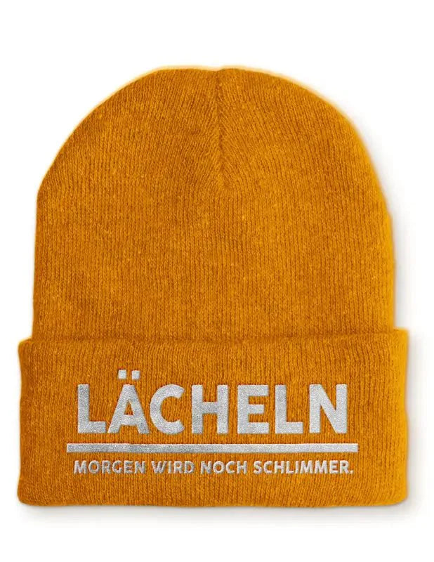 Lächeln Morgen wird noch schlimmer Statement Beanie Mütze mit Spruch - tshirtladen - Mütze