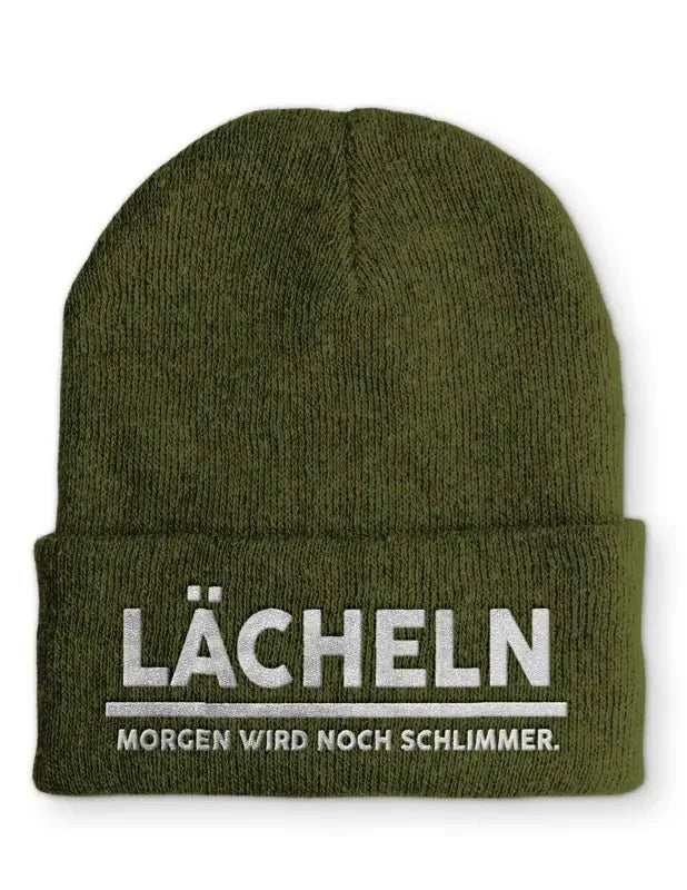 Lächeln Morgen wird noch schlimmer Statement Beanie Mütze mit Spruch - tshirtladen - Mütze