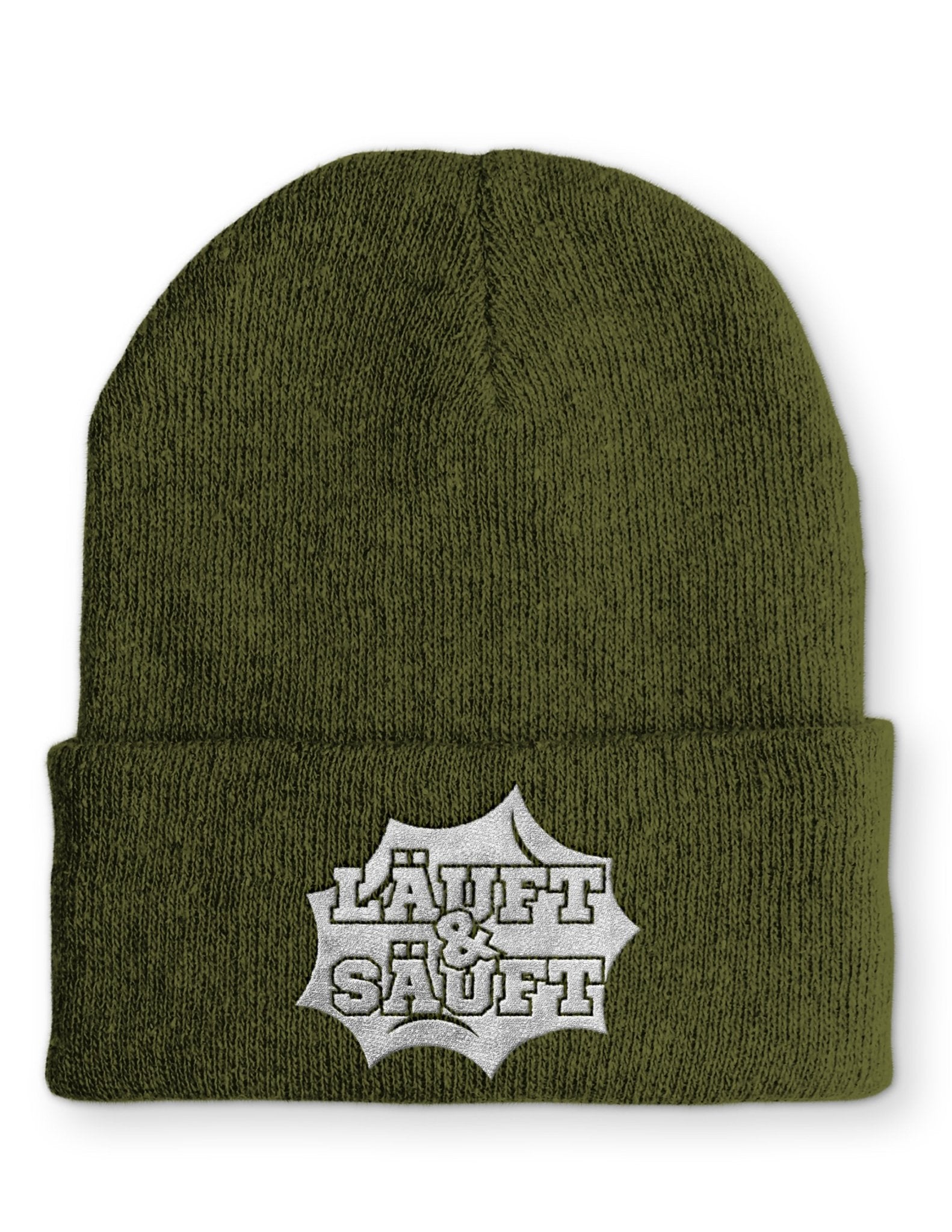 Läuft und Säuft Statement Beanie Mütze mit Spruch - tshirtladen - Mütze