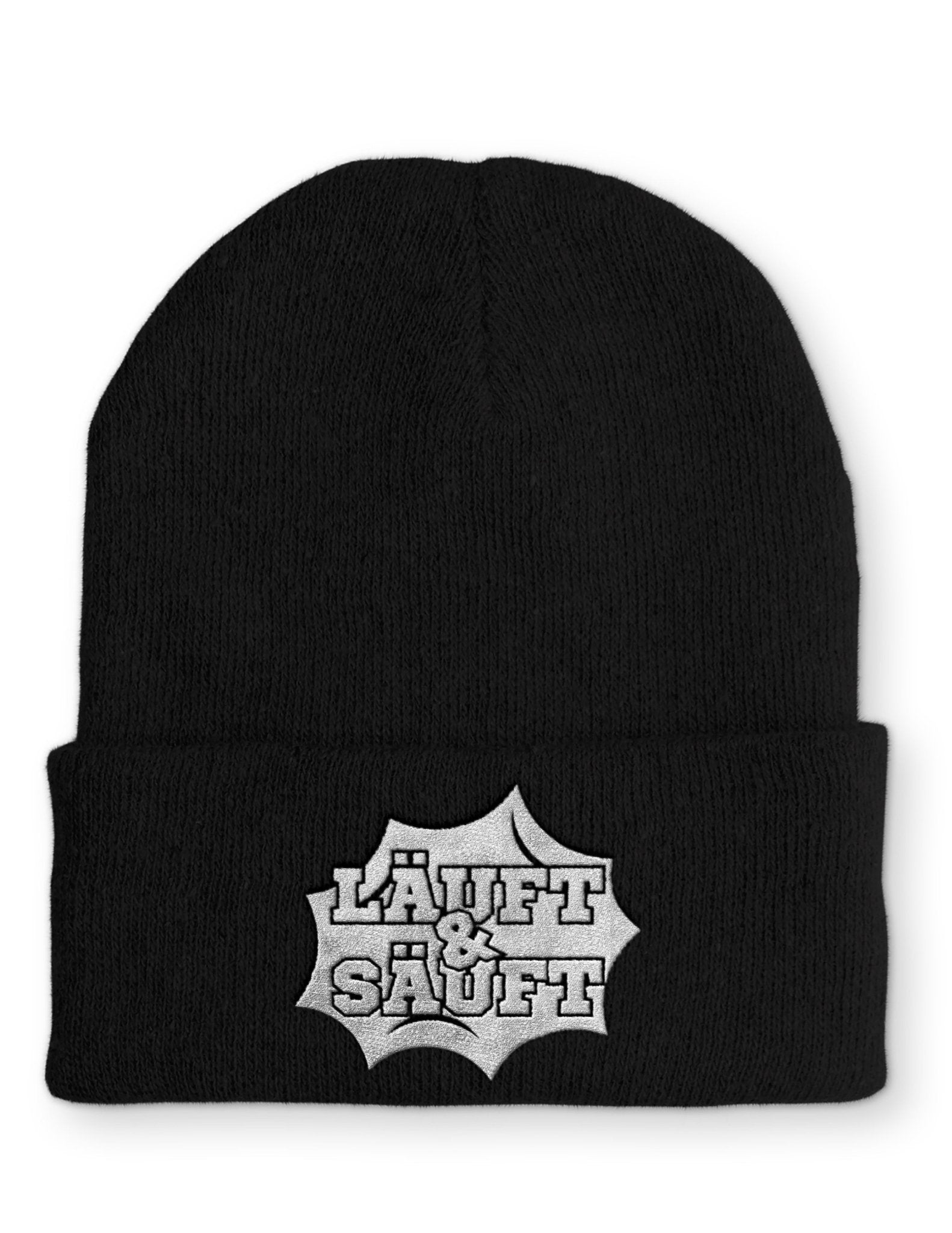 Läuft und Säuft Statement Beanie Mütze mit Spruch - tshirtladen - Mütze
