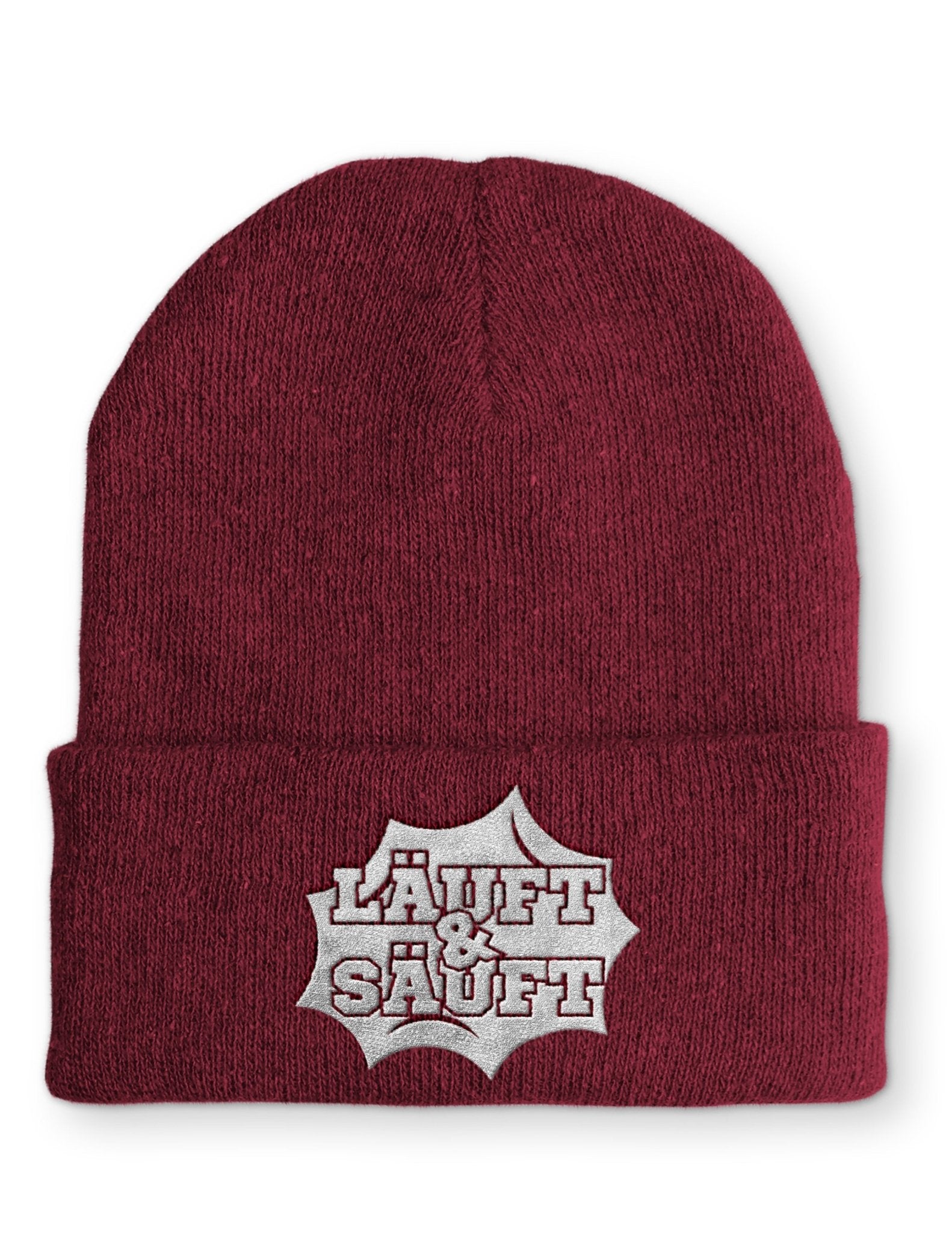 Läuft und Säuft Statement Beanie Mütze mit Spruch - tshirtladen - Mütze