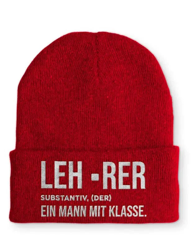 Lehrer ein Mann mit Klasse Statement Beanie Mütze mit Spruch - tshirtladen - Mütze