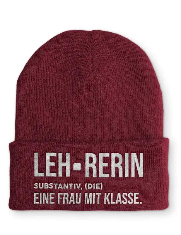 Lehrerin Eine Frau mit Klasse Statement Beanie Mütze mit Spruch - tshirtladen - Mütze