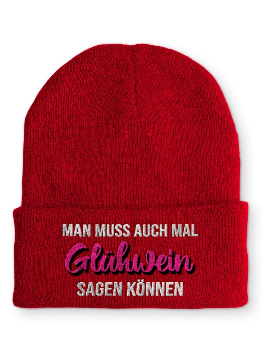 Man muss auch mal Glühwein sagen können Beanie Mütze mit Spruch - Schwarzer - Kaffee