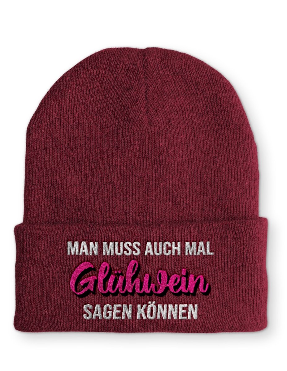 Man muss auch mal Glühwein sagen können Beanie Mütze mit Spruch - Schwarzer - Kaffee