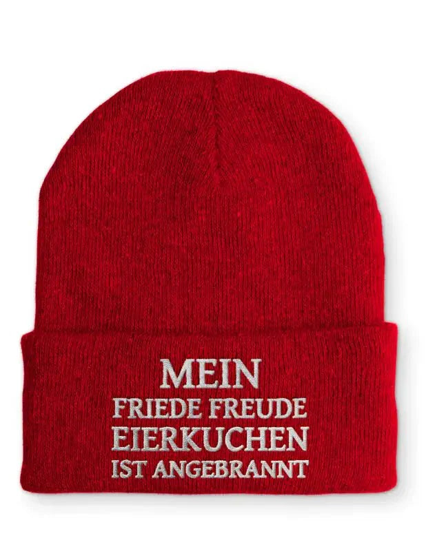 Mein friede freude Eierkuchen ist angebrannt! Statement Beanie Mütze mit Spruch - tshirtladen - Mütze