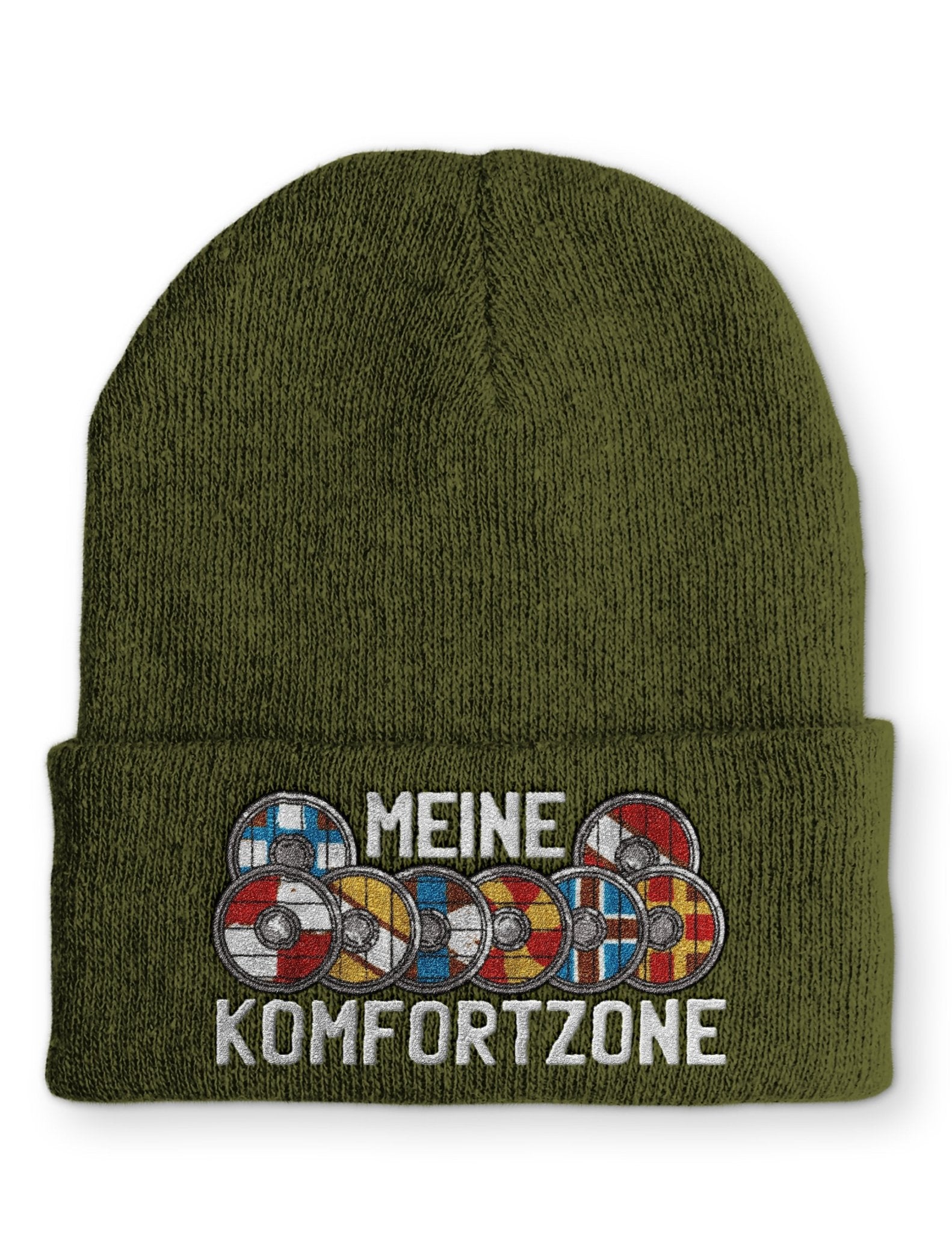 Meine Komfortzone Schildwall Statement Beanie Mütze mit Spruch - tshirtladen - Mütze
