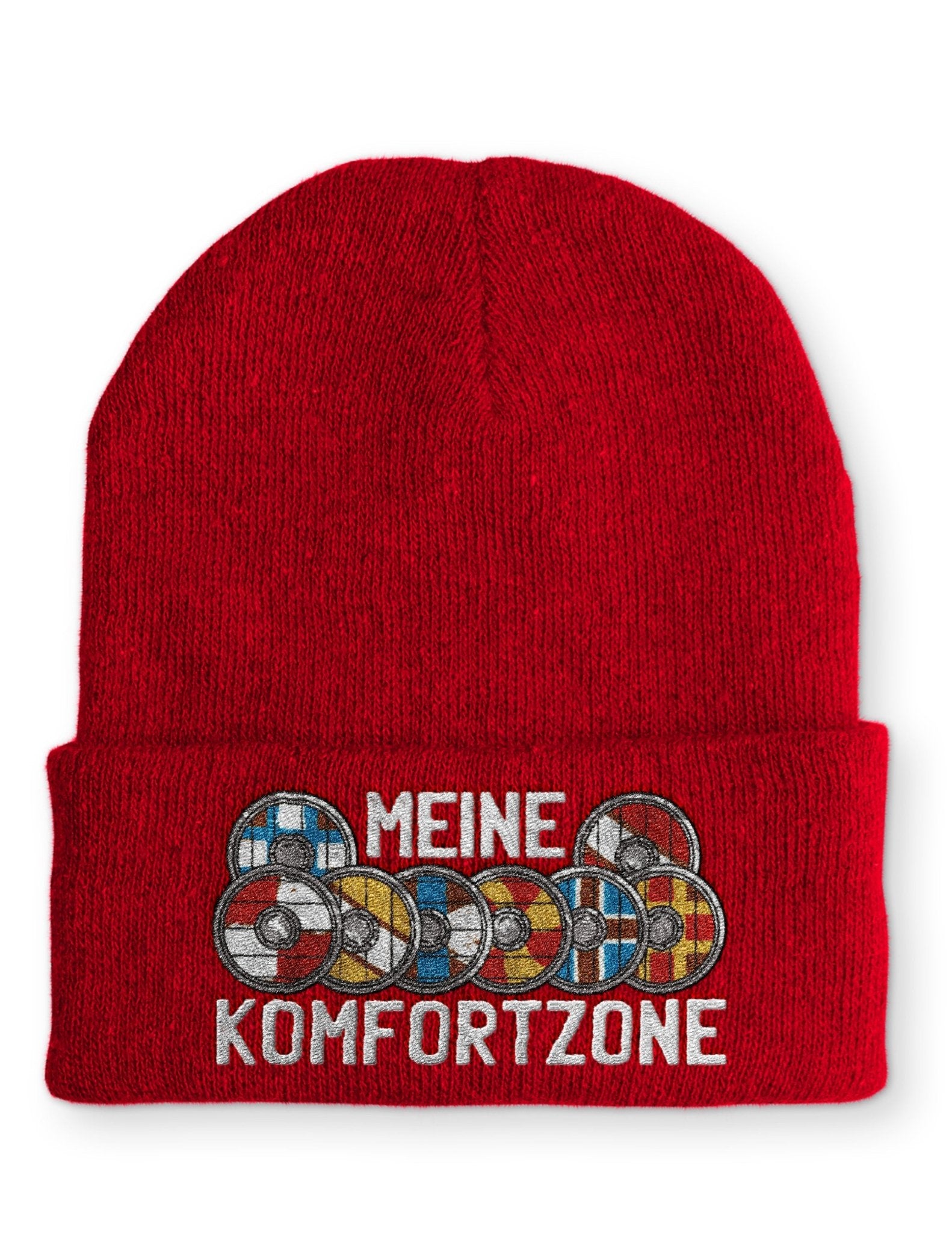 Meine Komfortzone Schildwall Statement Beanie Mütze mit Spruch - tshirtladen - Mütze