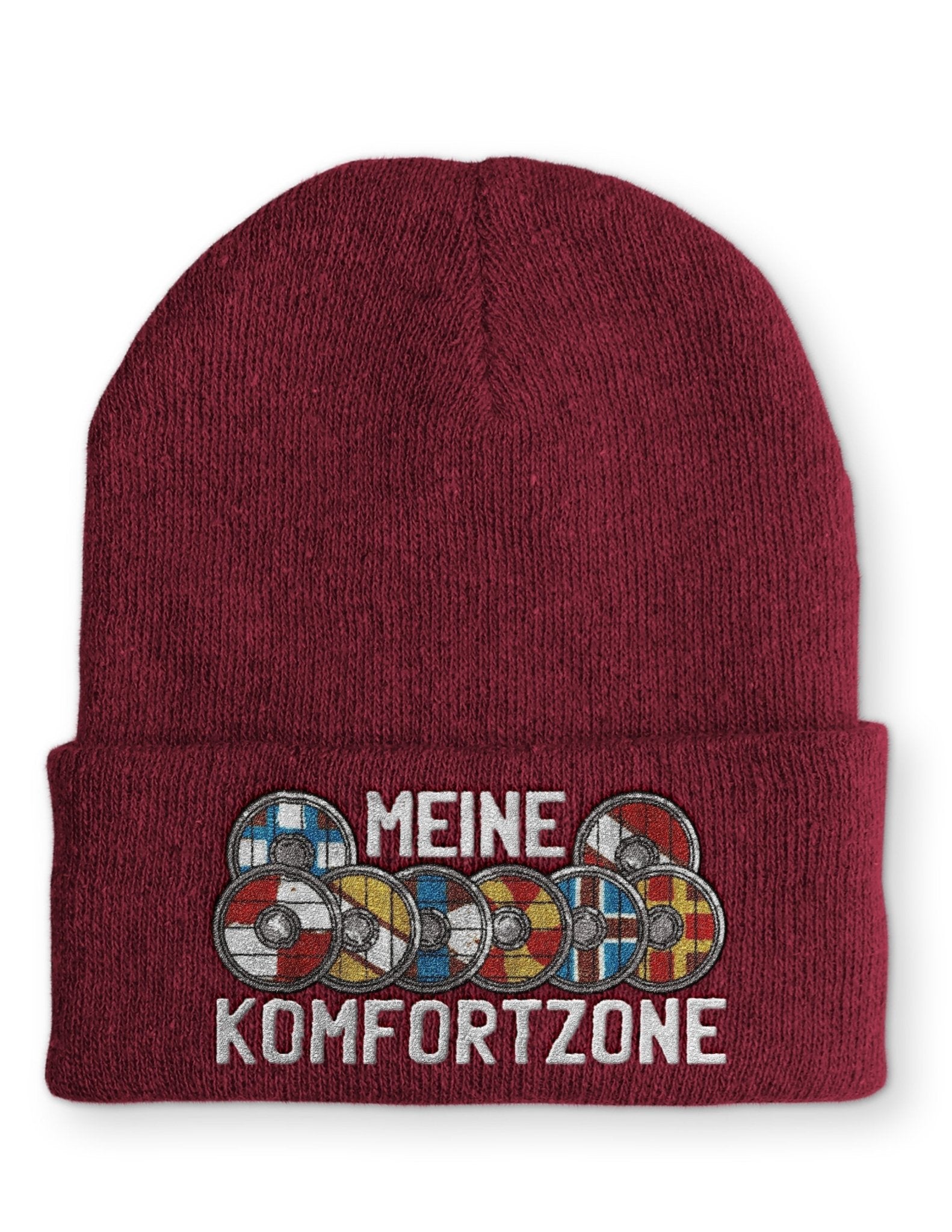 Meine Komfortzone Schildwall Statement Beanie Mütze mit Spruch - tshirtladen - Mütze