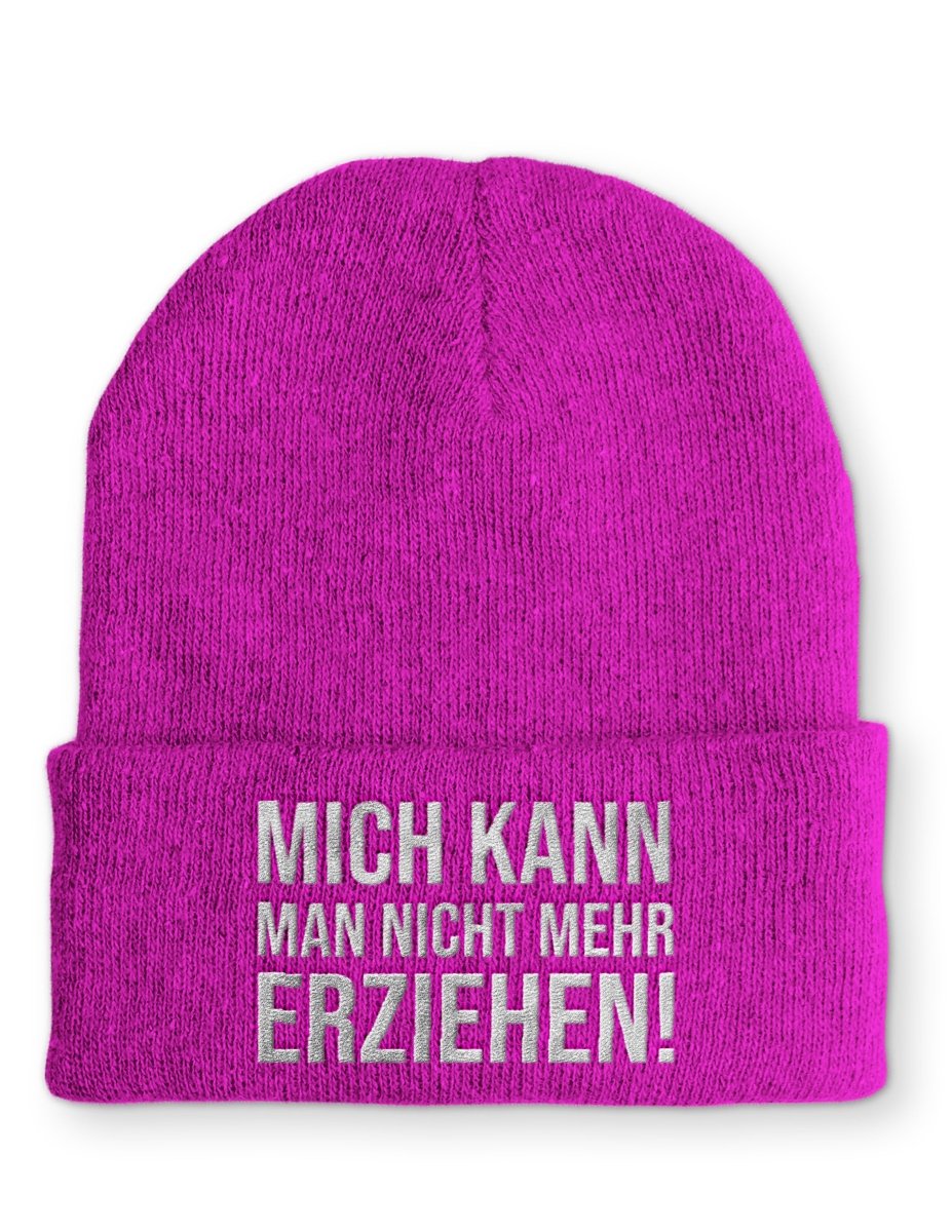 Mich kann man nicht mehr erziehen! Statement Beanie Mütze mit Spruch - Schwarzer - Kaffee