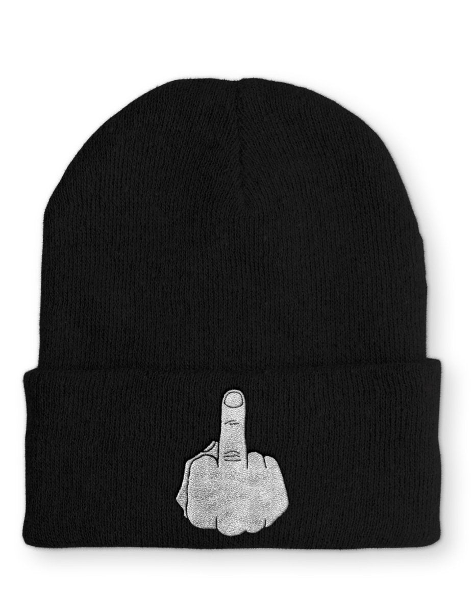 Mittelfinger Statement Beanie Mütze mit Spruch - Schwarzer - Kaffee