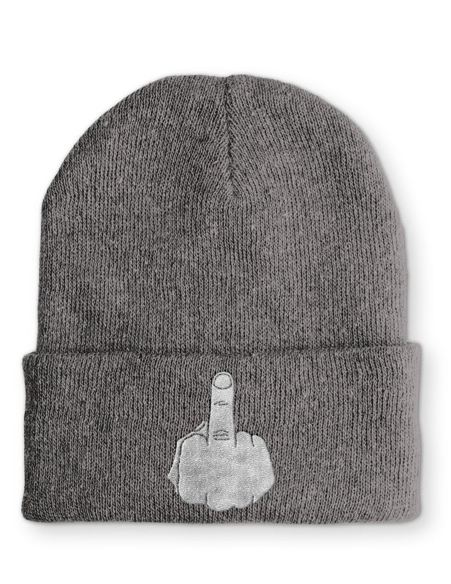 Mittelfinger Statement Beanie Mütze mit Spruch - Schwarzer - Kaffee