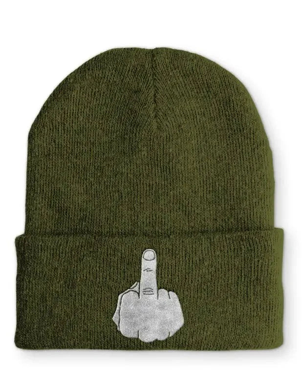 Mittelfinger Statement Beanie Mütze mit Spruch - tshirtladen - Mütze