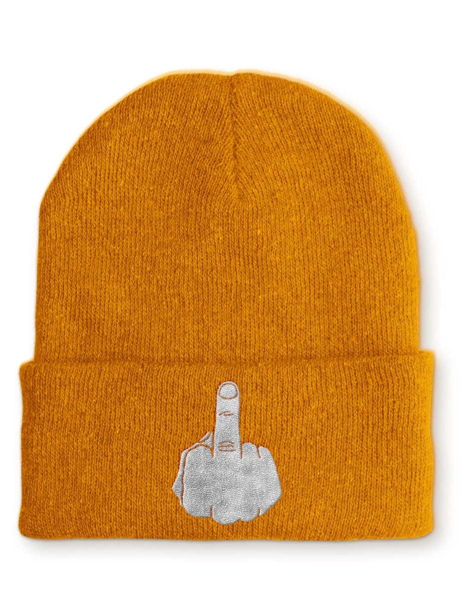 Mittelfinger Statement Beanie Mütze mit Spruch - Schwarzer - Kaffee