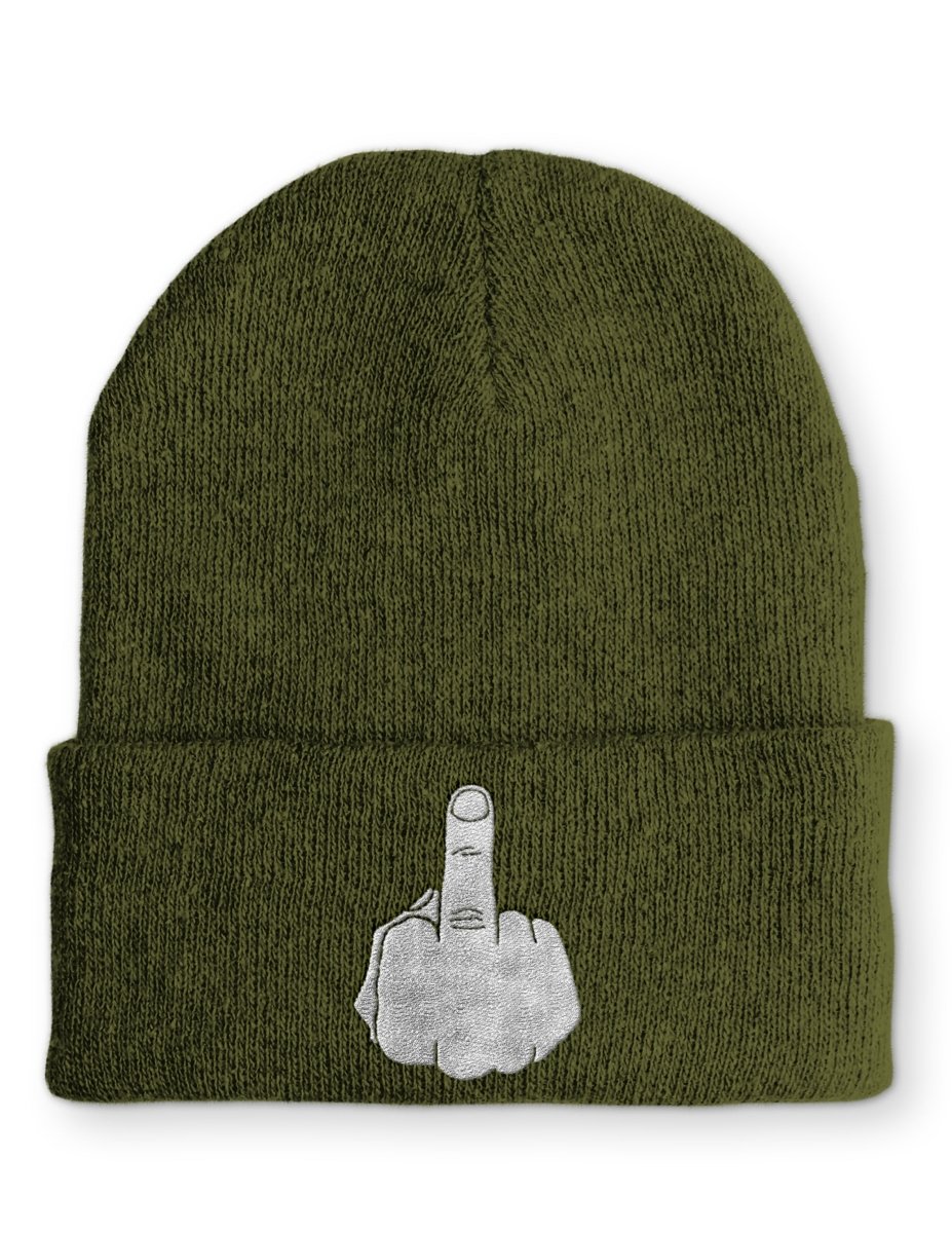 Mittelfinger Statement Beanie Mütze mit Spruch - Schwarzer - Kaffee