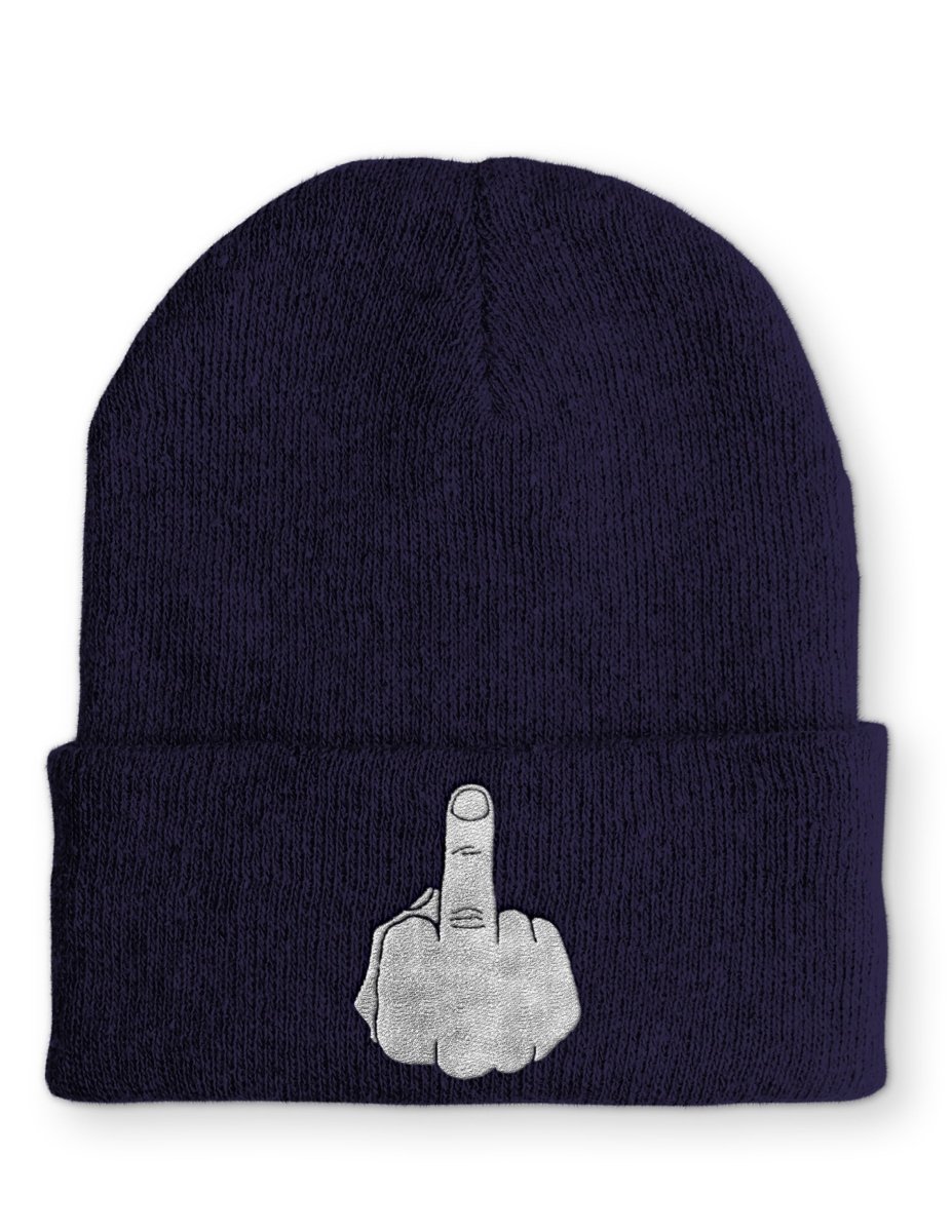 Mittelfinger Statement Beanie Mütze mit Spruch - Schwarzer - Kaffee