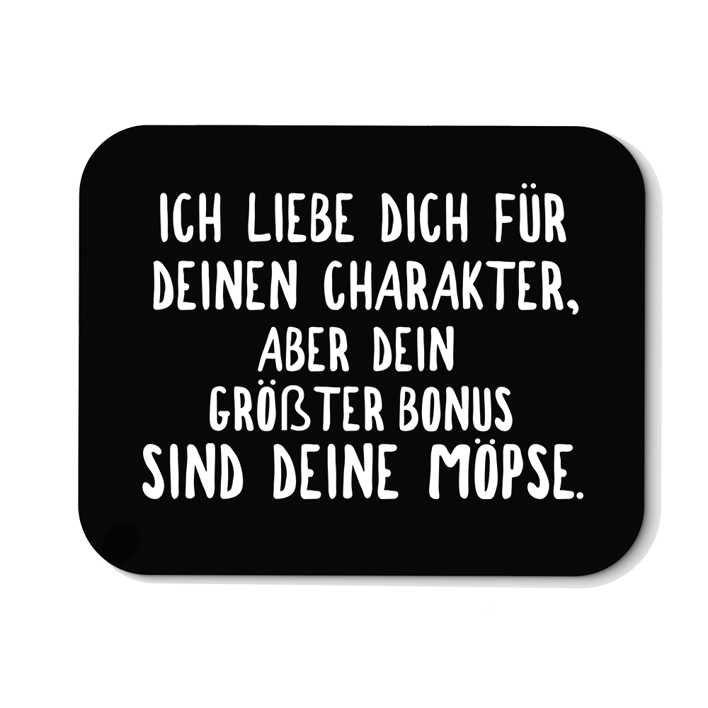 Mousepad Ich liebe deinen Charakter Möpse - Schwarzer - Kaffee