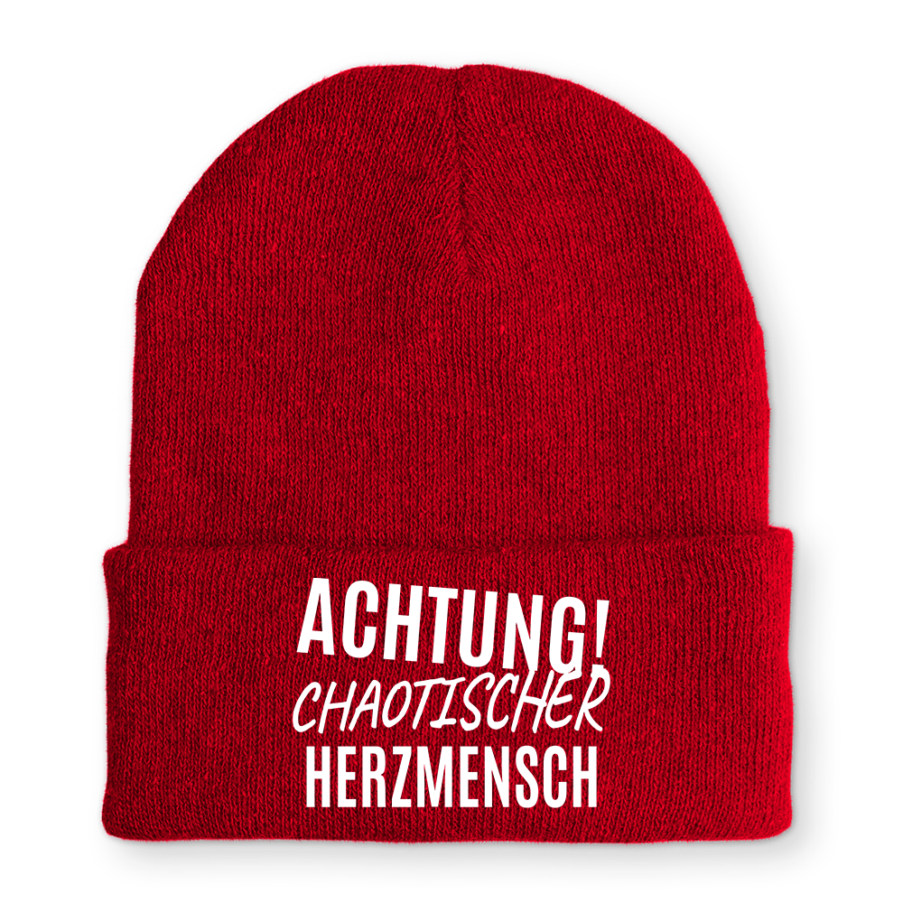 Mütze Achtung chaotischer Herzmensch - Schwarzer - Kaffee