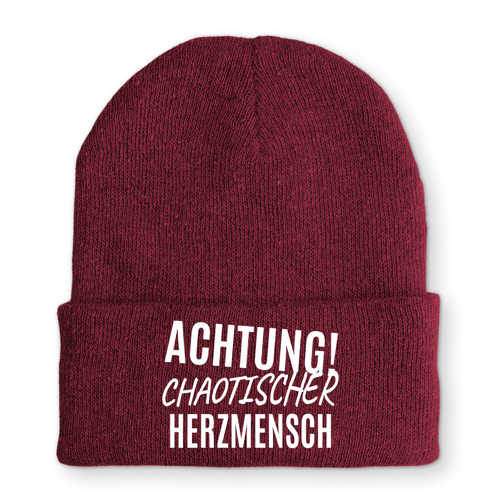 Mütze Achtung chaotischer Herzmensch - Schwarzer - Kaffee