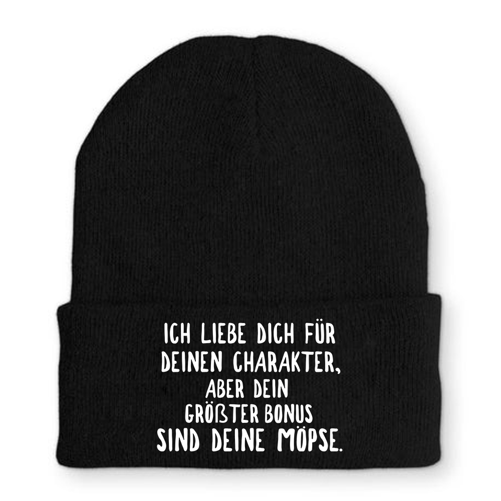 Mütze Ich liebe deinen Charakter Möpse - Schwarzer - Kaffee