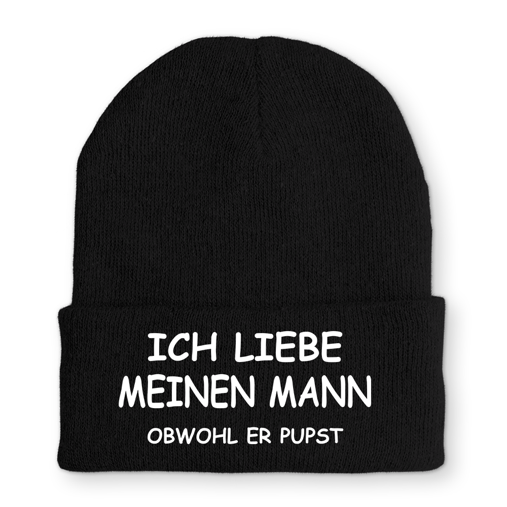 Mütze Ich liebe meinen Mann obwohl er Pupst - Schwarzer - Kaffee