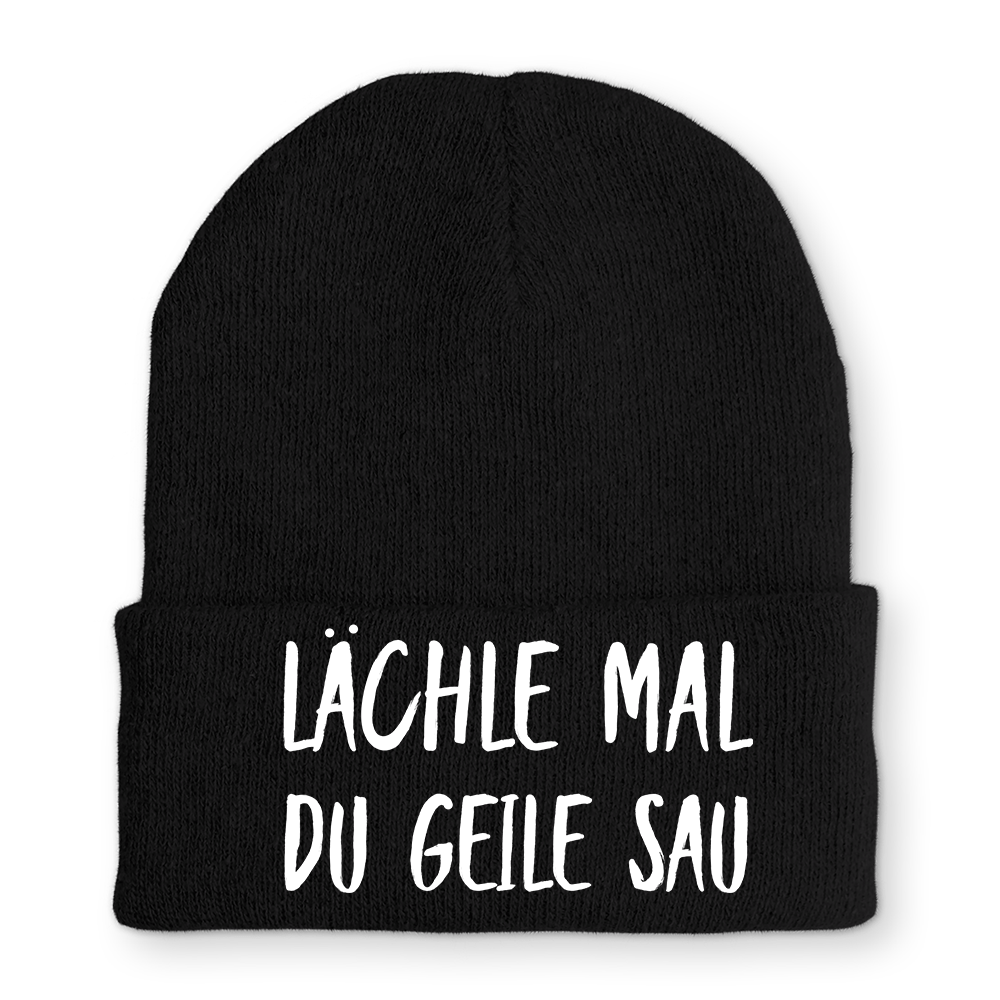 Mütze Lächle mal du geile Sau - Schwarzer - Kaffee
