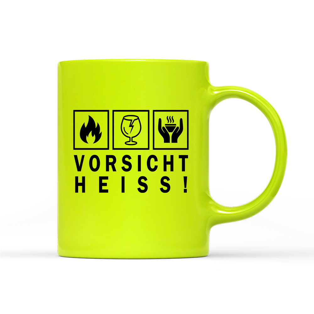 Tasse Neon Vorsicht heiß