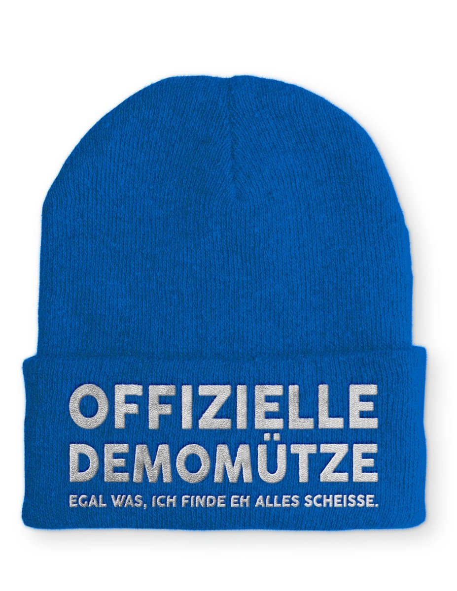 Offizielle Demomütze egal was, ich finde eh alles scheisse Statement Beanie Mütze mit Spruch - Schwarzer - Kaffee