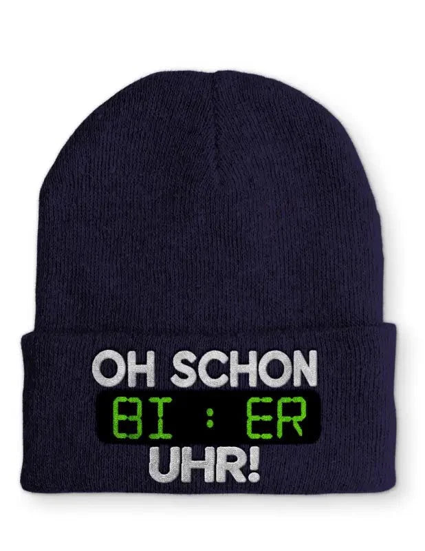 Oh schon Bier Uhr Statement Beanie Mütze mit Spruch - tshirtladen - Mütze
