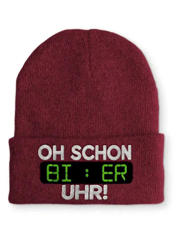 Oh schon Bier Uhr Statement Beanie Mütze mit Spruch - tshirtladen - Mütze