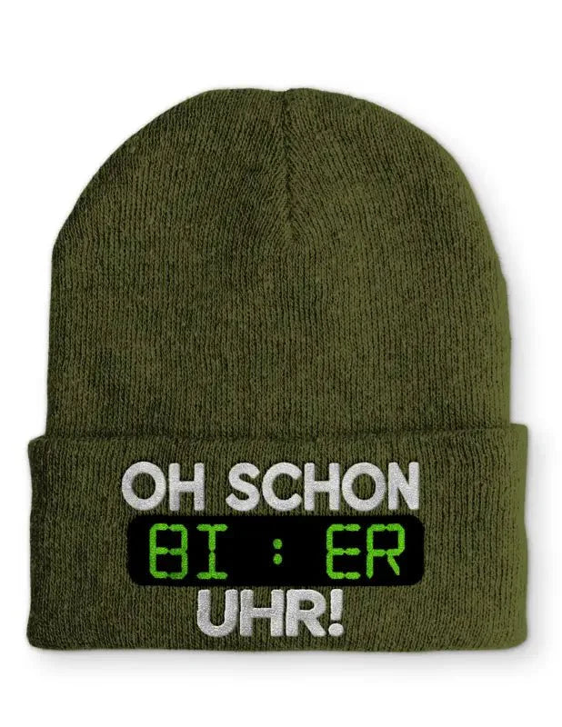 Oh schon Bier Uhr Statement Beanie Mütze mit Spruch - tshirtladen - Mütze