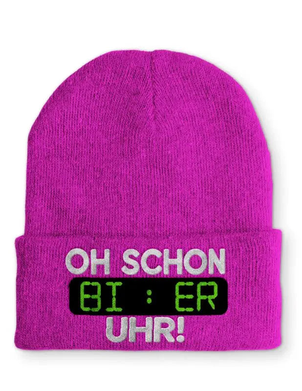 Oh schon Bier Uhr Statement Beanie Mütze mit Spruch - tshirtladen - Mütze