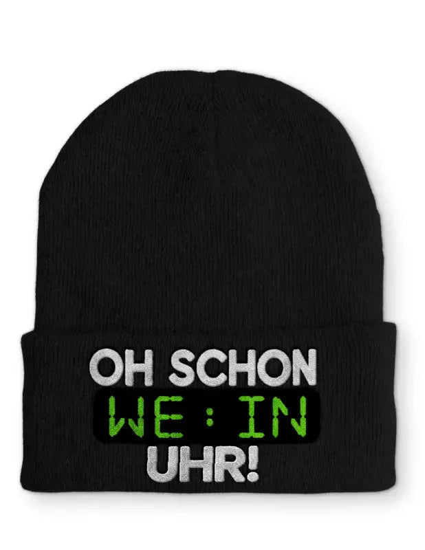 Oh schon Wein Uhr Statement Beanie Mütze mit Spruch - tshirtladen - Mütze