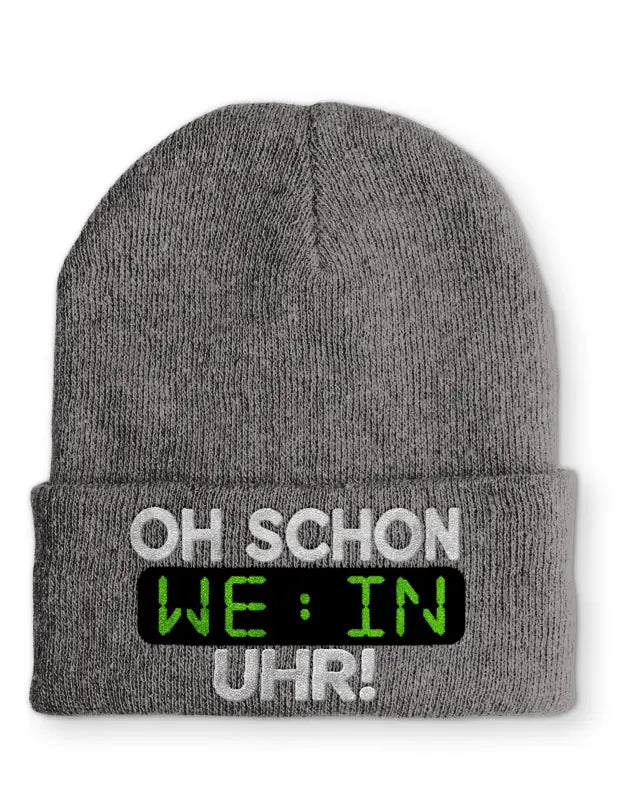 Oh schon Wein Uhr Statement Beanie Mütze mit Spruch - tshirtladen - Mütze