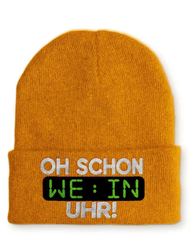 Oh schon Wein Uhr Statement Beanie Mütze mit Spruch - tshirtladen - Mütze